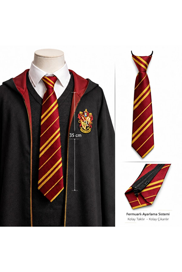 Evi̇mdeyokyok Harry Potter Gryffi̇ndor Fermuarlı Ayarlanabi̇li̇r Kravat
