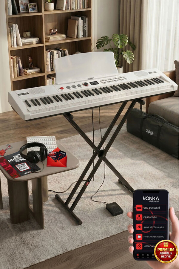 Midex Ps4000wh-set Tuş Hassasiyetli 61 Tuşlu Org Bt Usb Midi Stand Çanta Kulaklık Sustain Metod