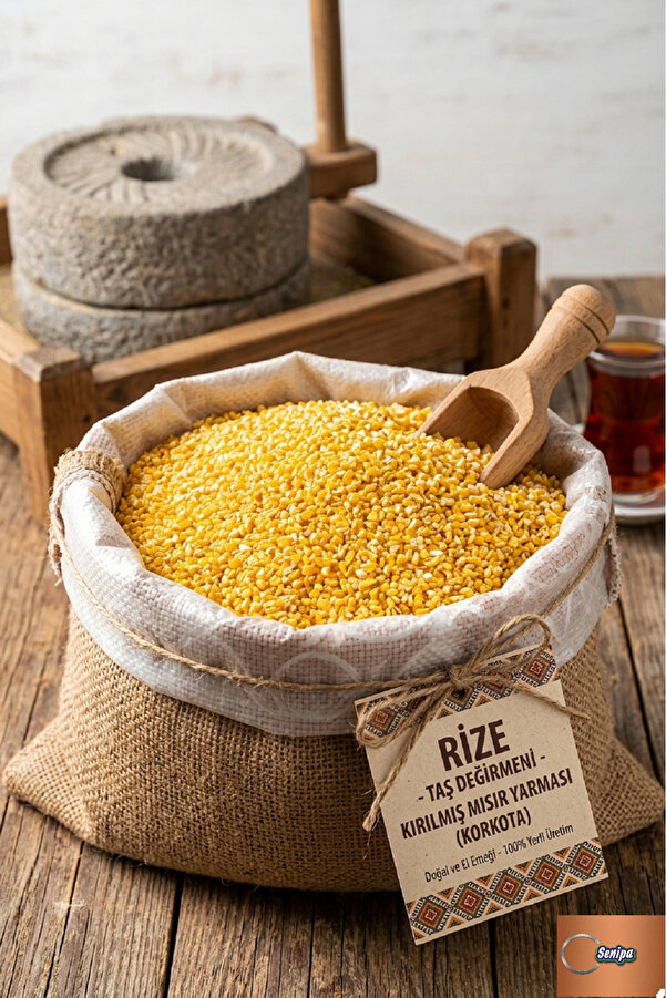 Seni̇pa Mısır Yarması Taş Deği̇rmeni̇nde Kırılmış Kalın Çeki̇m 1Kg Dökme.