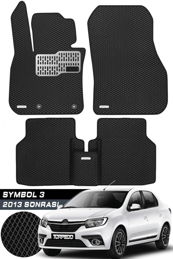 TORPEDO Renault Symbol 2013 Sonrası Uyumlu Hücreli Premium Eva Paspas Seti Tam Set Siyah