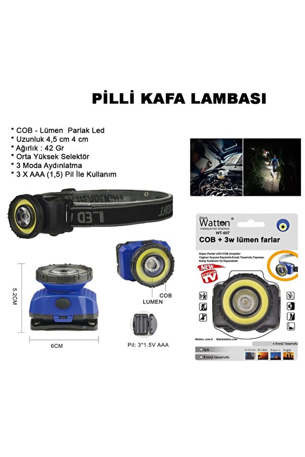 Ethab Ti̇caret Güçlü Pi̇lli̇ Kafa Lambası Wt-607