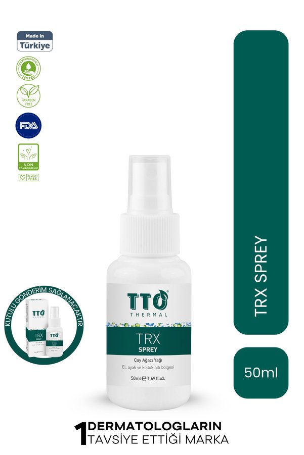 TTO Terleme Önleyici Sprey Koku Karşıtı 50 ml Çay Ağacı Yağı TRX El Ayak Koltuk Altı