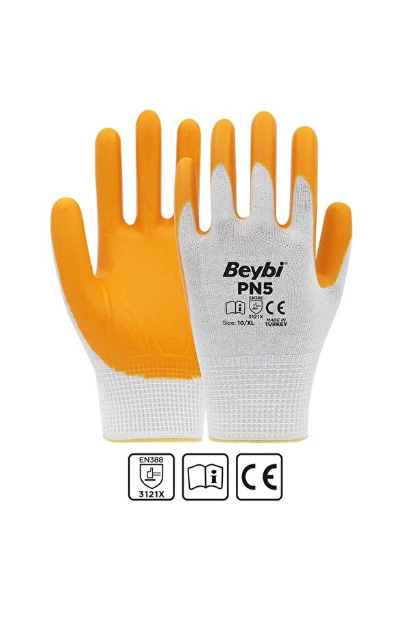 Beybi Pn5 Polyester Örme Nitril Eldiven 1 Çift