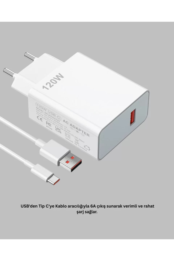 Ethab Giyim 120 Watt Type C Şarj Başlığı Poco X3 X4 X5 Pro Uyumlu - Glst2120-2378