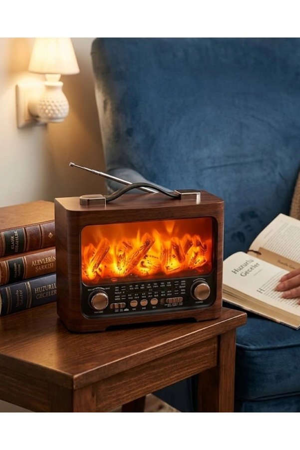 Nw Nessiworld Retro Şömine Tasarımlı Bluetooth Hoparlör Fm Radyo Usb Tf Kart Müzik Çalar