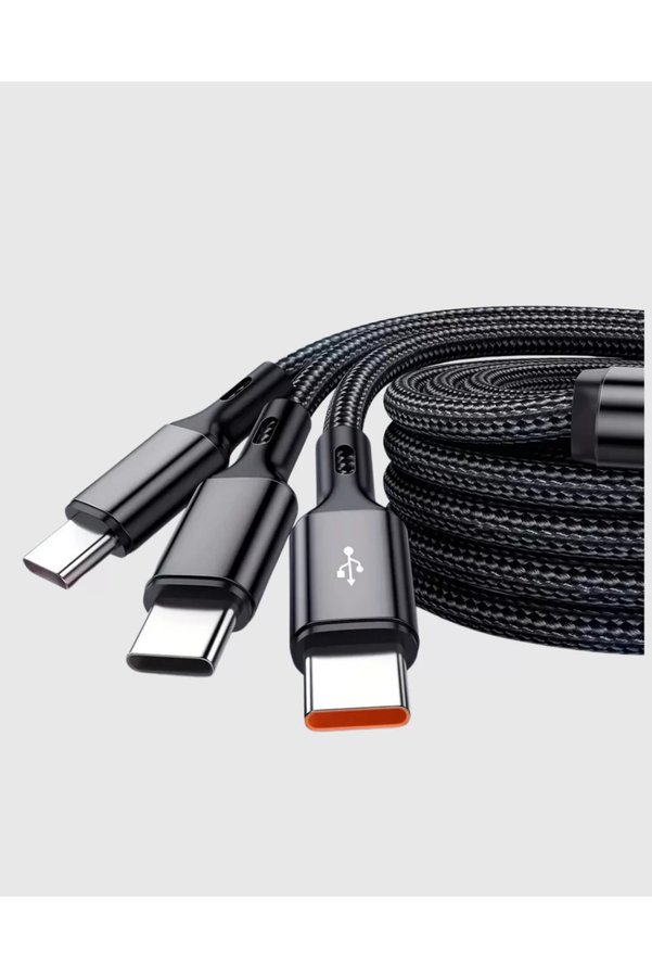 Ethab Giyim 3 Başlıklı Hızlı Şarj Kablosu Metal Alaşımlı Dayanıklı Ve Akıllı Çipli - Glst8947-116