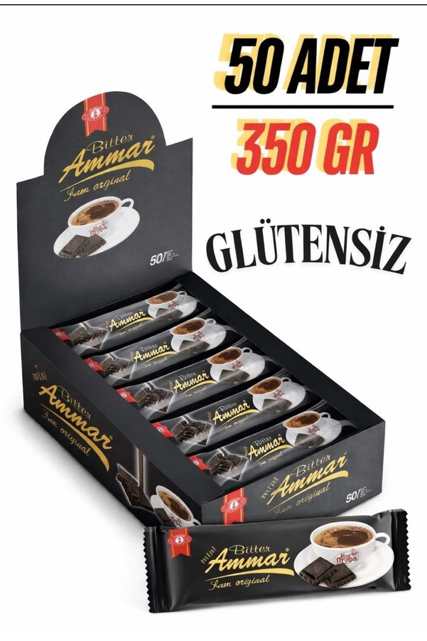 AMMAR Bitter Çikolata %25 Kakao'lu Glutensiz Kahve Yanı İkramlık Hediyelik