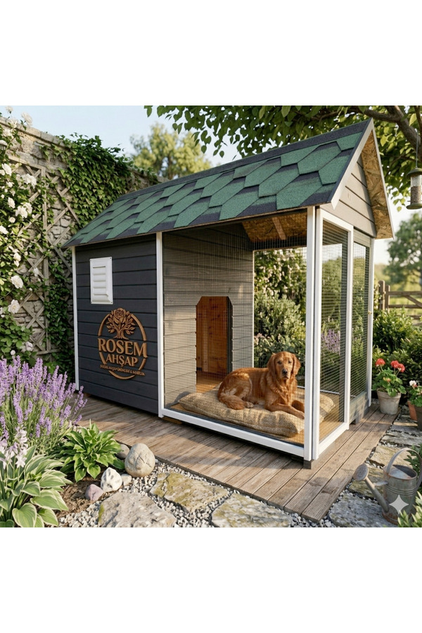 rosem ahsap Kafesli XL Köpek Kulübesi Rosem Ahşap
