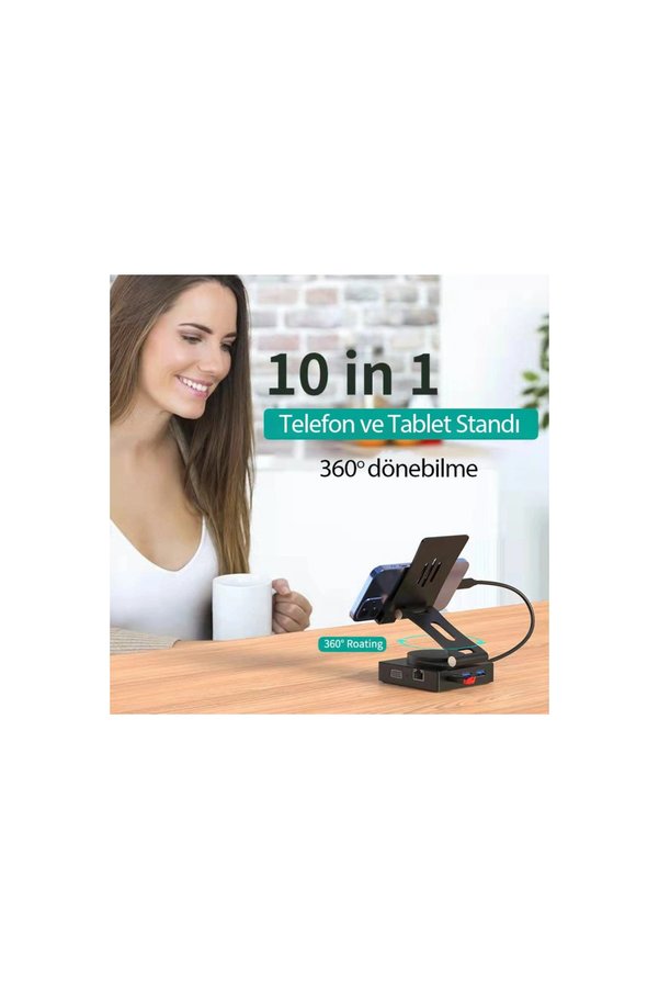 Evimdeyokyok Dönüştürücü 10İn1 Hub 116 - Gri