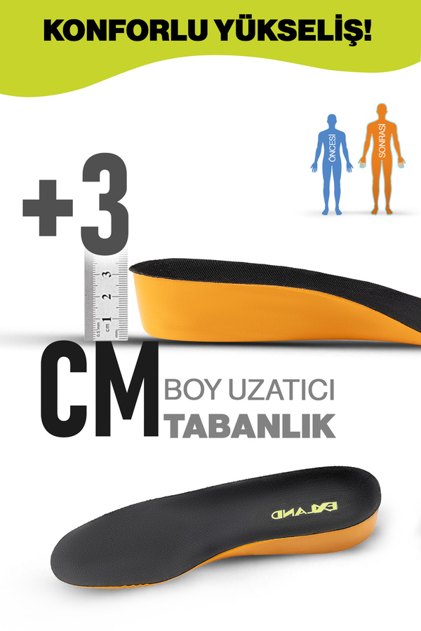 Exland 3 Cm Boy Uzatıcı Tabanlık Gizli Topuk Yükseltici Tam Boy İç Taban Rahat ve Dayanıklı