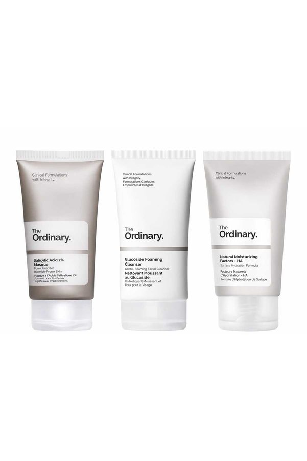 The Ordinary 3 lü maske seti-Leke Eğilimli Ciltler Maske 50ml/Köpüren Temizleyici150 ml/Yüz Nemlendiricisi30 ml