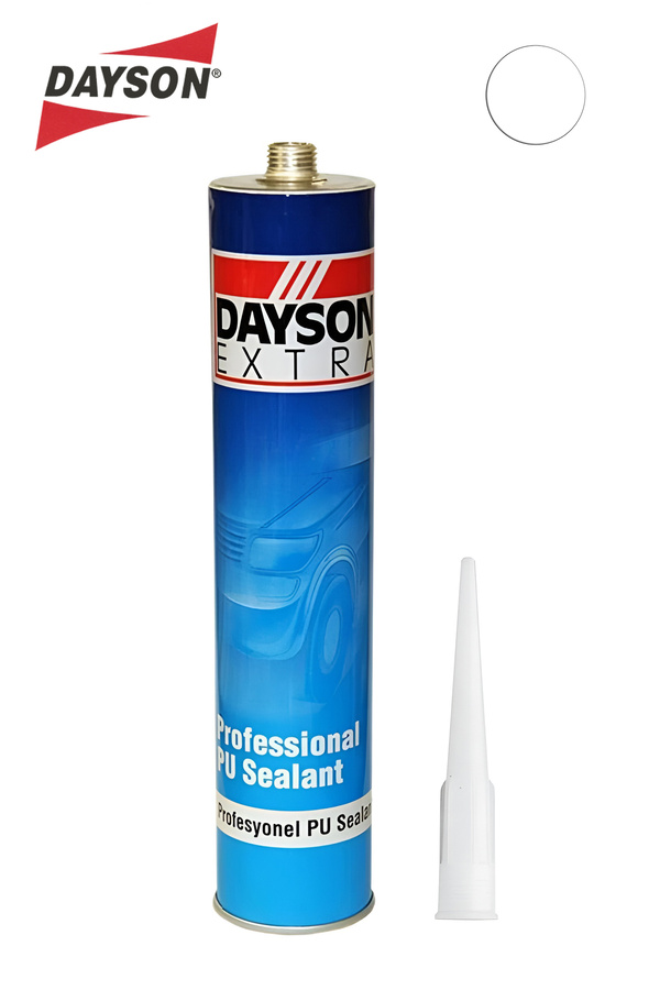 DAYSON Extra Pu Mastik Silikonize Yapıştırıcı Beyaz Renk 280ml Güçlü Ve %100 Su Geçirmez+tabanca Set