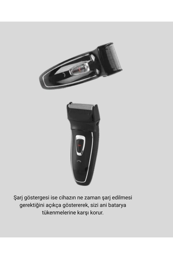 E Bulurum Kablosuz Tıraş Makinesi Çift Başlıklı Kuru Tıraş Folyo Başlık Şarj Göstergeli