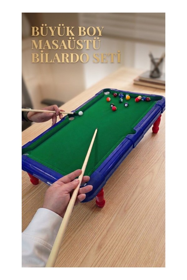 PlayZen Büyük Boy Masaüstü Bilardo Oyunu 65x37x17 cm – Taşınabilir Bilardo Seti Top ve Istaka Dahil