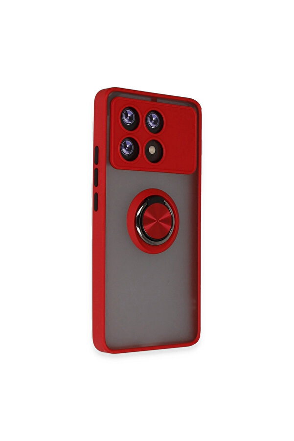 Evi̇mdeyokyok Xi̇aomi̇ Poco X6 Pro Kılıf Montreal Yüzüklü Si̇li̇kon Kapak - Kırmızı