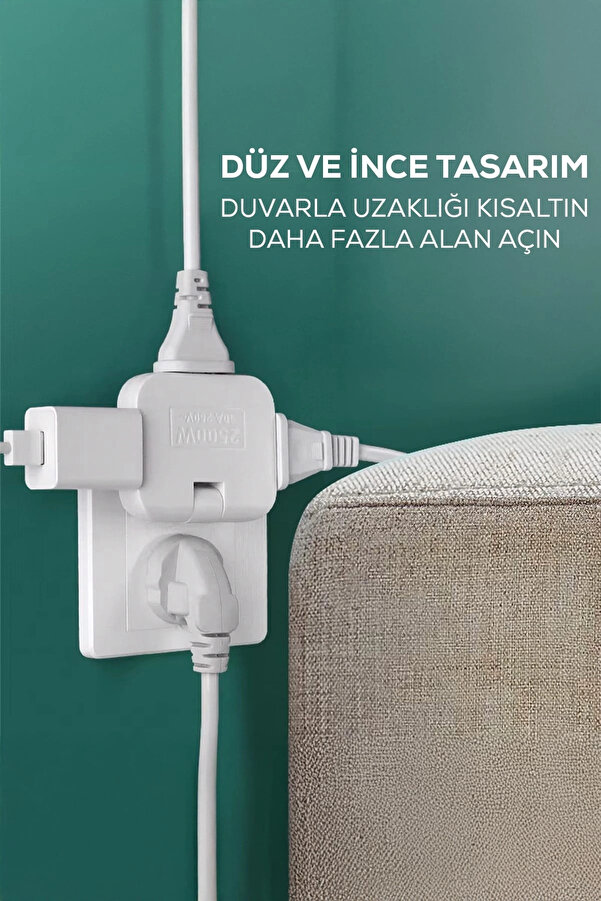 Evi̇mdeyokyok Katlanır Pri̇z 3 Gözlü