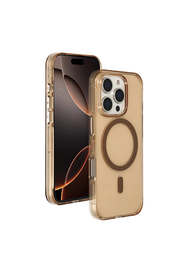 Evi̇mdeyokyok Joko Apple İphone 16 Pro Max Gleam Pc Sert Magsafe Kılıf - Şeffaf-Gold