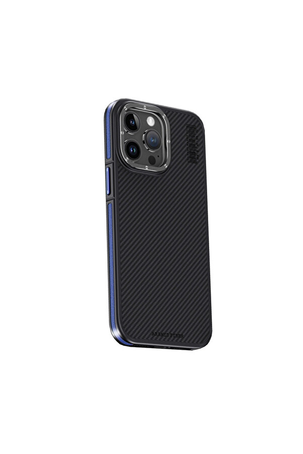 Evi̇mdeyokyok Joko Apple İphone 15 Pro Max Kılıf Arami̇d 600D Kevlar Karbon Fi̇ber Magsafe Kapak - Laci̇vert