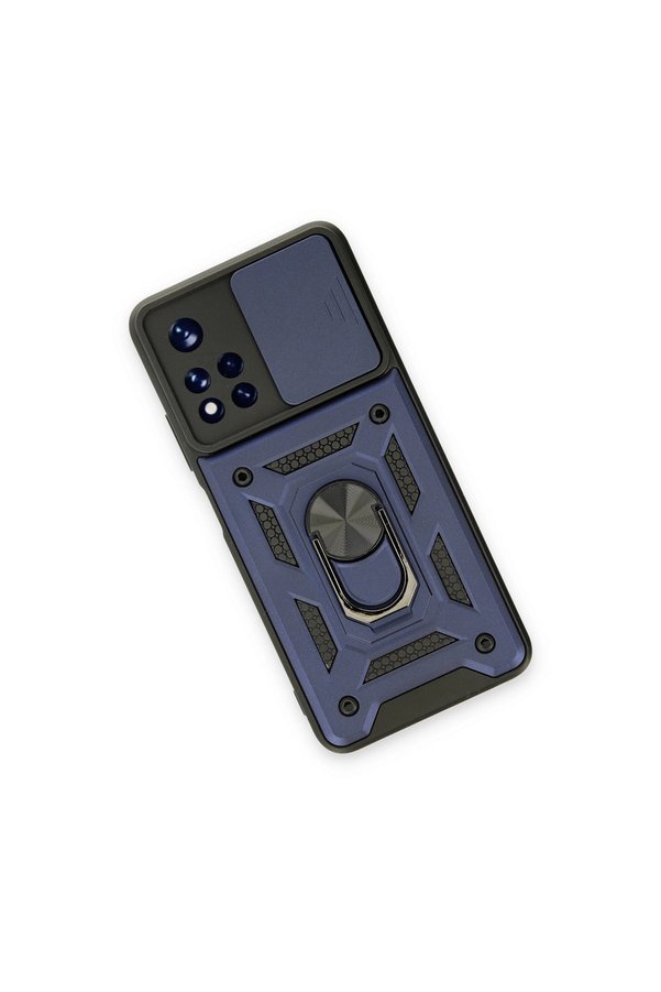 Evimdeyokyok Xiaomi Poco M4 Pro 5G Kılıf Pars Lens Yüzüklü Silikon - Lacivert