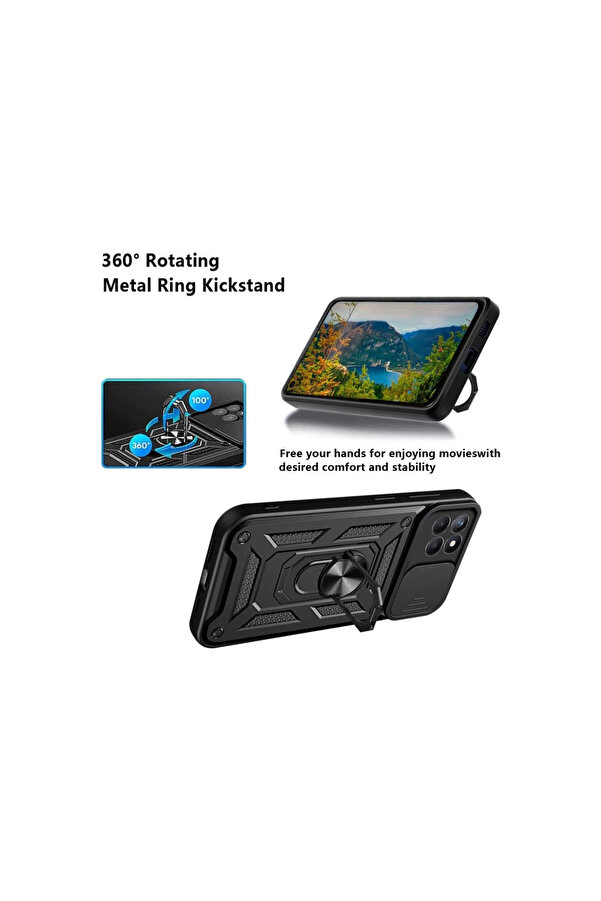 Evi̇mdeyokyok Samsung Galaxy M15 Kılıf Pars Lens Yüzüklü Si̇li̇kon - Kırmızı