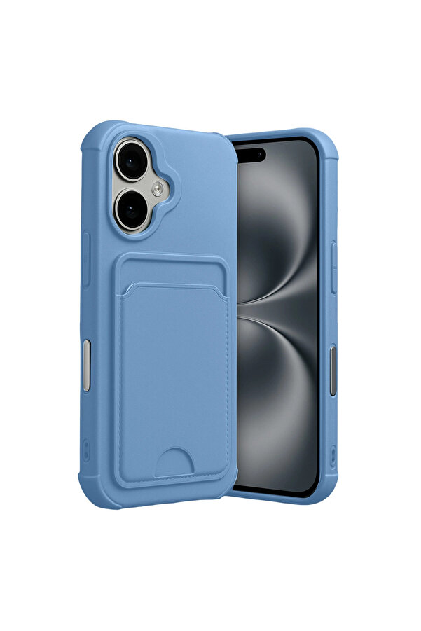 Evi̇mdeyokyok Apple İphone 17 Kelvi̇n Kartvi̇zi̇tli̇ Si̇li̇kon - Mavi̇