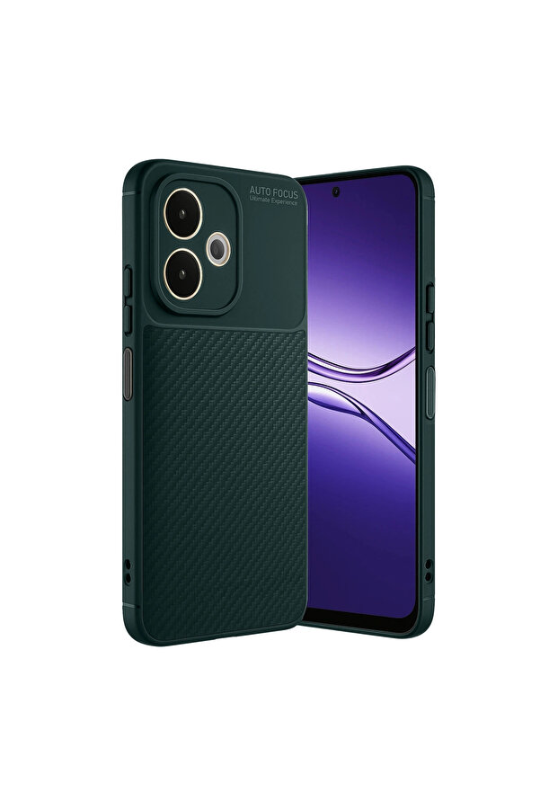 Evi̇mdeyokyok Oppo A5 Pro 4G Kılıf Auto Focus Karbon Kapak - Koyu Yeşi̇l