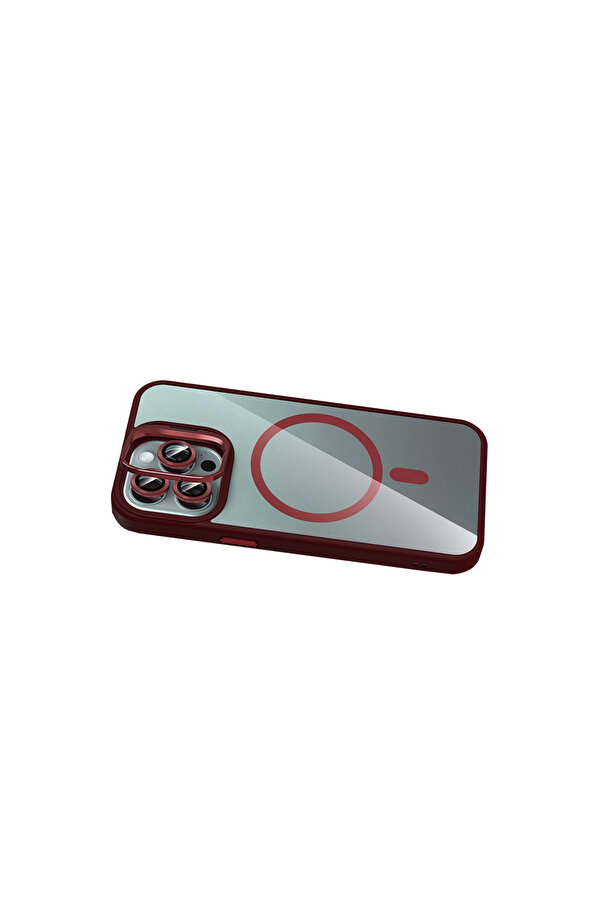 Evi̇mdeyokyok Joko Apple İphone 14 Pro Max Remi̇m Lensli̇ Magsafe Standlı Kapak - Bordo