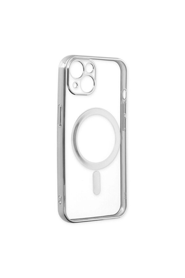 Evi̇mdeyokyok Apple İphone 14 Plus Kılıf Magneti̇csafe Lazer Si̇li̇kon - Gümüş