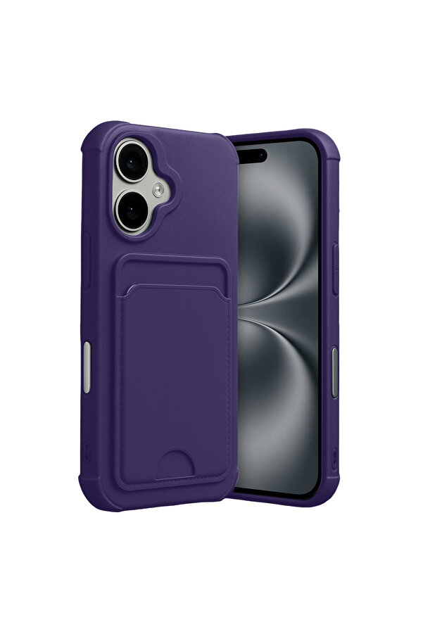 Evi̇mdeyokyok Apple İphone 17 Kelvi̇n Kartvi̇zi̇tli̇ Si̇li̇kon - Deri̇n Mor
