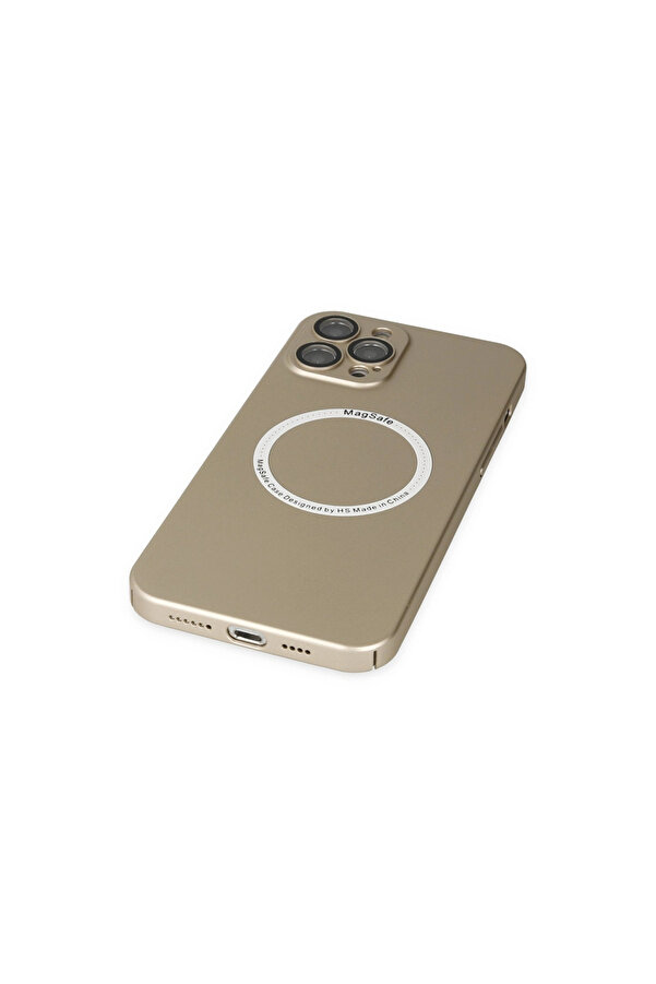 Evi̇mdeyokyok Apple İphone 12 Pro Kılıf Jack Magneti̇csafe Lens Si̇li̇kon - Gold