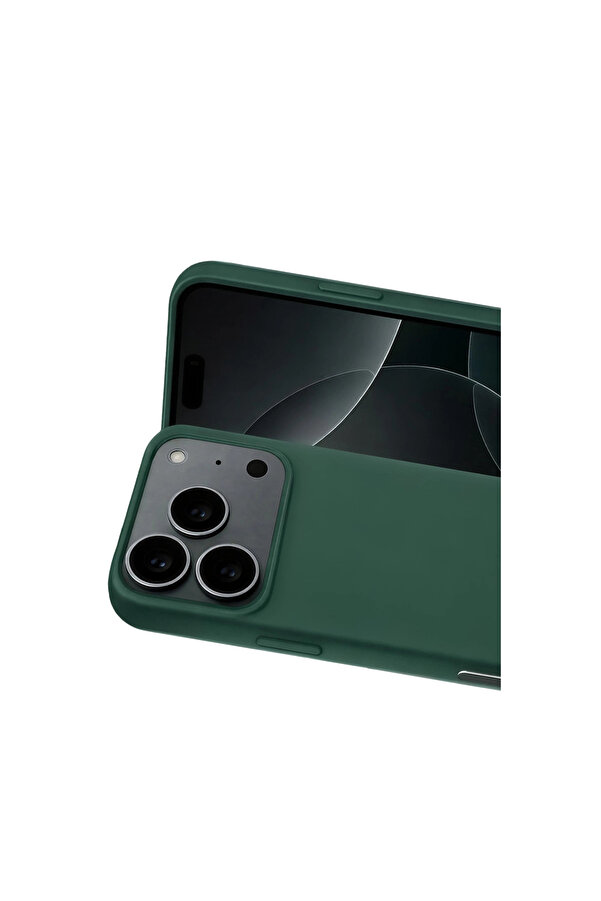 Evi̇mdeyokyok Apple İphone 17 Pro Max Nano İçi̇ Kadi̇fe Si̇li̇kon - Koyu Yeşi̇l