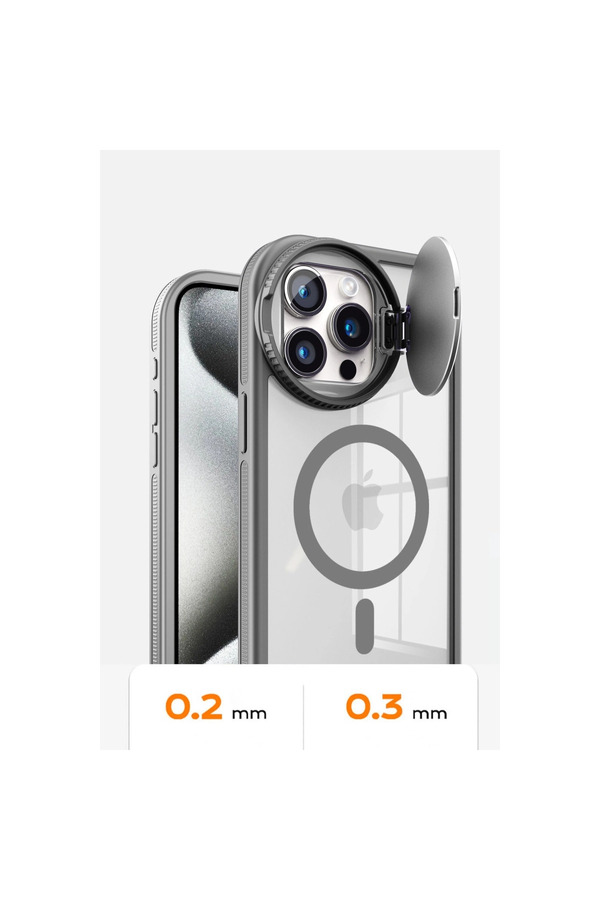 Evi̇mdeyokyok Apple İphone 15 Pro Kılıf Teleskop Lens Magsafe Si̇li̇kon Kapak - Pembe