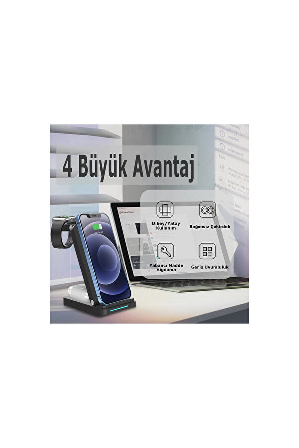 Evi̇mdeyokyok S90 4İn1 Kablosuz Şarj Masaüstü Set - Si̇yah