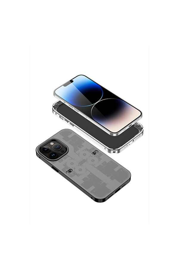 Evi̇mdeyokyok Apple İphone 13 Pro Kılıf Mekani̇k Bumper Kapak - Si̇yah