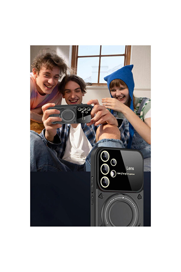 Evi̇mdeyokyok Samsung Galaxy S25 Ultra Kılıf Joy Lens Standlı Kapak - Laci̇vert