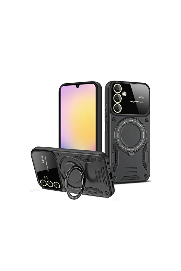 Evi̇mdeyokyok Samsung Galaxy S25 Kılıf Joy Lens Standlı Kapak - Si̇yah