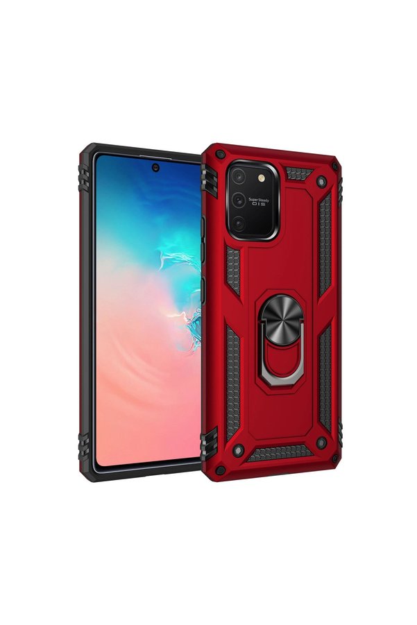 Evimdeyokyok Samsung Galaxy A91 / S10 Lite Kılıf Sofya Yüzüklü Silikon Kapak - Kırmızı