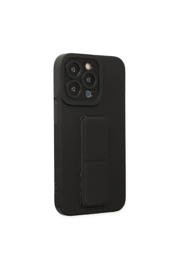 Evimdeyokyok Apple İphone 14 Pro Kılıf Mega Standlı Silikon - Siyah