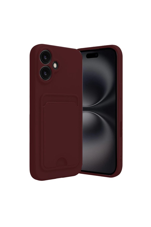 Evimdeyokyok Apple İphone 16 Kılıf Kelvin Kartvizitli Silikon - Bordo