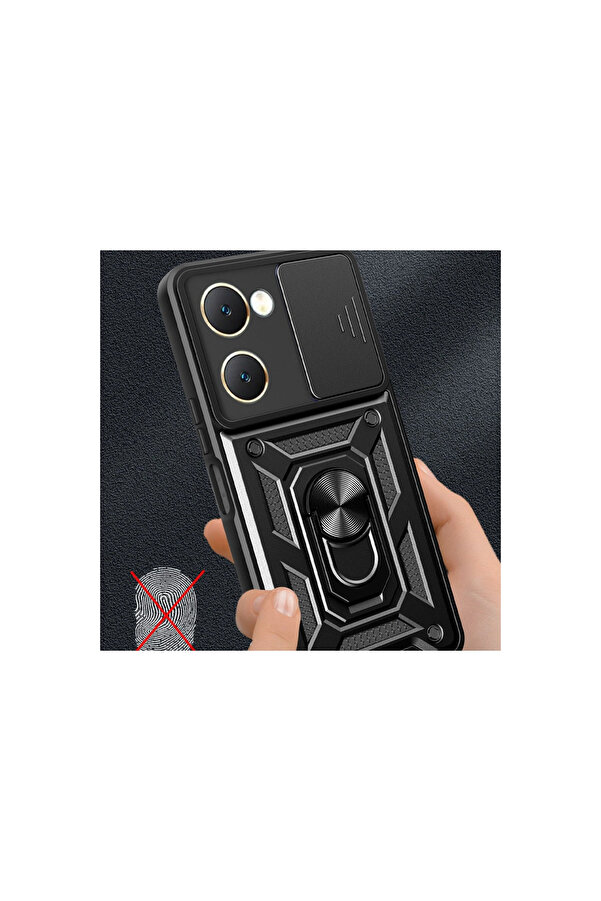 Evi̇mdeyokyok Vi̇vo Y18 Kılıf Pars Lens Yüzüklü Si̇li̇kon - Si̇yah