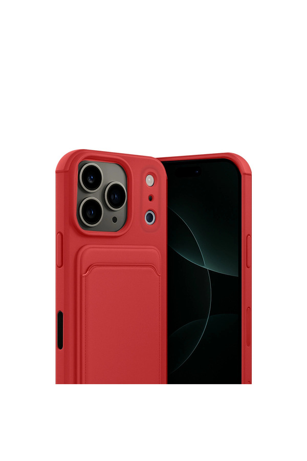 Evi̇mdeyokyok Apple İphone 17 Pro Max Kelvi̇n Kartvi̇zi̇tli̇ Si̇li̇kon - Kırmızı