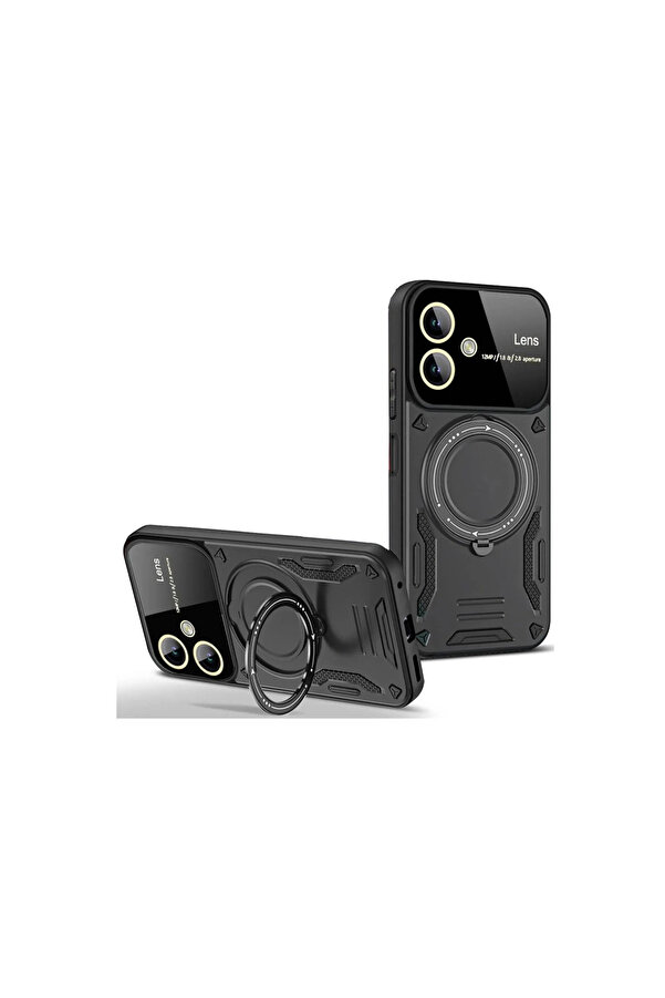 Evi̇mdeyokyok Samsung Galaxy A05 Kılıf Joy Lens Standlı Kapak - Si̇yah
