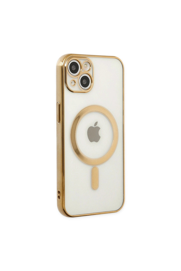 Evi̇mdeyokyok Apple İphone 14 Plus Kılıf Magneti̇csafe Lazer Si̇li̇kon - Gold