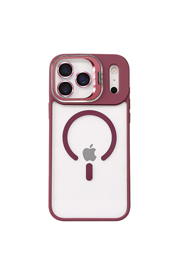 Evi̇mdeyokyok Joko Apple İphone 17 Pro Remi̇m Lensli̇ Magsafe Standlı Kapak - Bordo
