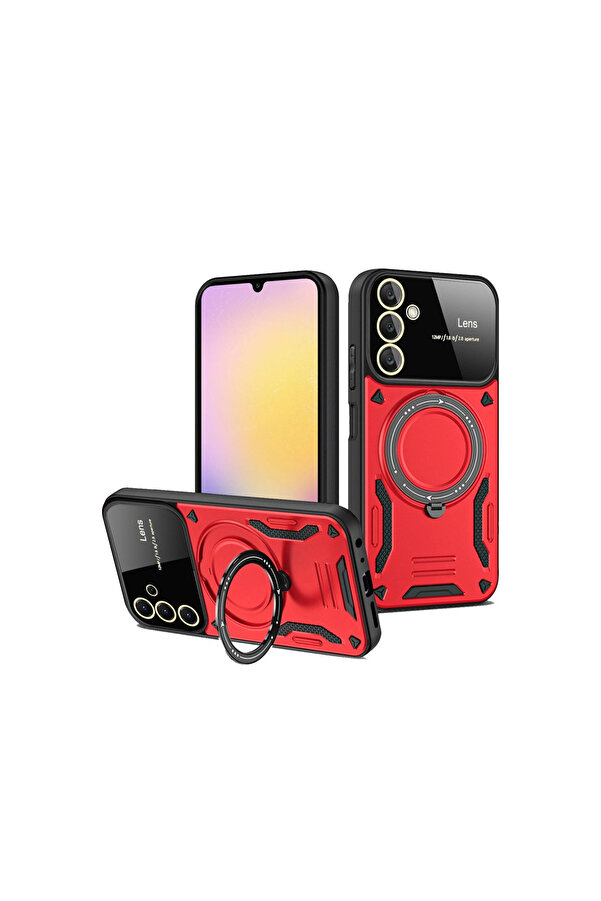 Evi̇mdeyokyok Samsung Galaxy A54 5G Kılıf Joy Lens Standlı Kapak - Kırmızı