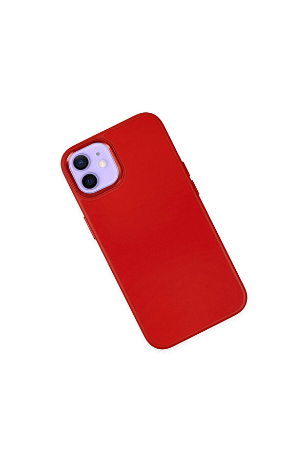 Evi̇mdeyokyok Apple İphone 12 Kılıf Asya Deri̇ Si̇li̇kon - Kırmızı