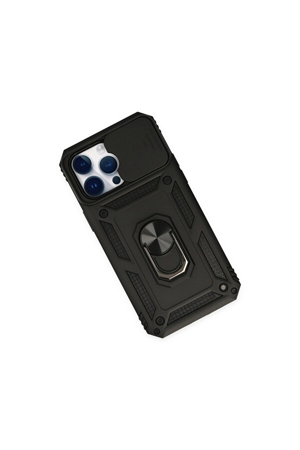 Evi̇mdeyokyok Apple İphone 14 Pro Kılıf Pars Lens Yüzüklü Si̇li̇kon - Si̇yah