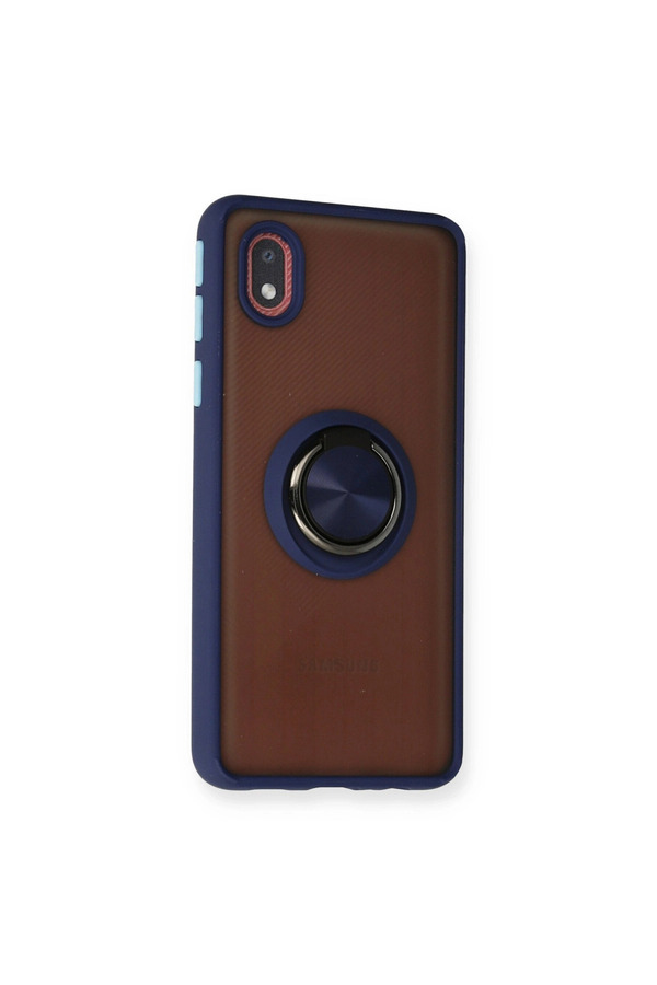 Evi̇mdeyokyok Samsung Galaxy A01 Core Kılıf Montreal Yüzüklü Si̇li̇kon Kapak - Laci̇vert