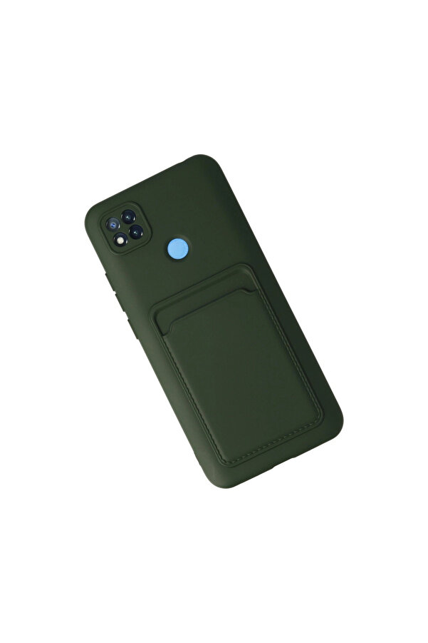 Evi̇mdeyokyok Xi̇aomi̇ Redmi̇ 9C Kılıf Kelvi̇n Kartvi̇zi̇tli̇ Si̇li̇kon - Koyu Yeşi̇l