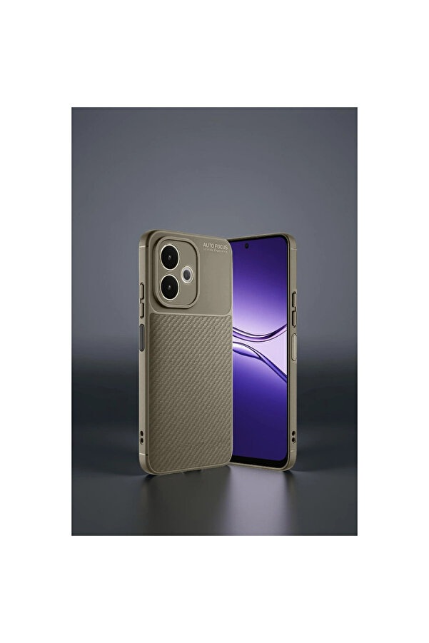 Evi̇mdeyokyok Oppo A5 Pro 4G Kılıf Auto Focus Karbon Kapak - Kahverengi̇